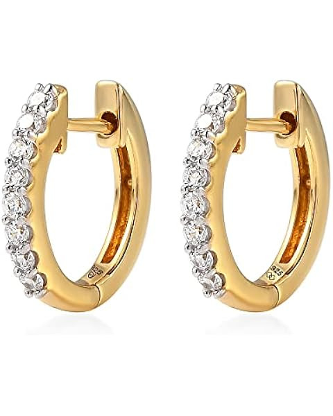 PAVOI 14K Gold Plated Cubic Zirconia Cuff Earrings Huggie Stud | Amazon (US)