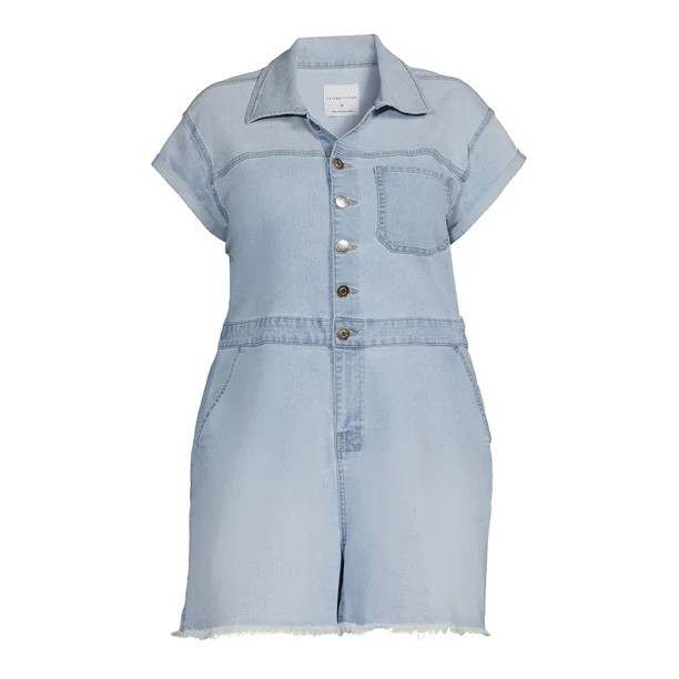 Celebrity Pink Juniors Plus Size Short Sleeve Twill Boiler Suit | Walmart (US)