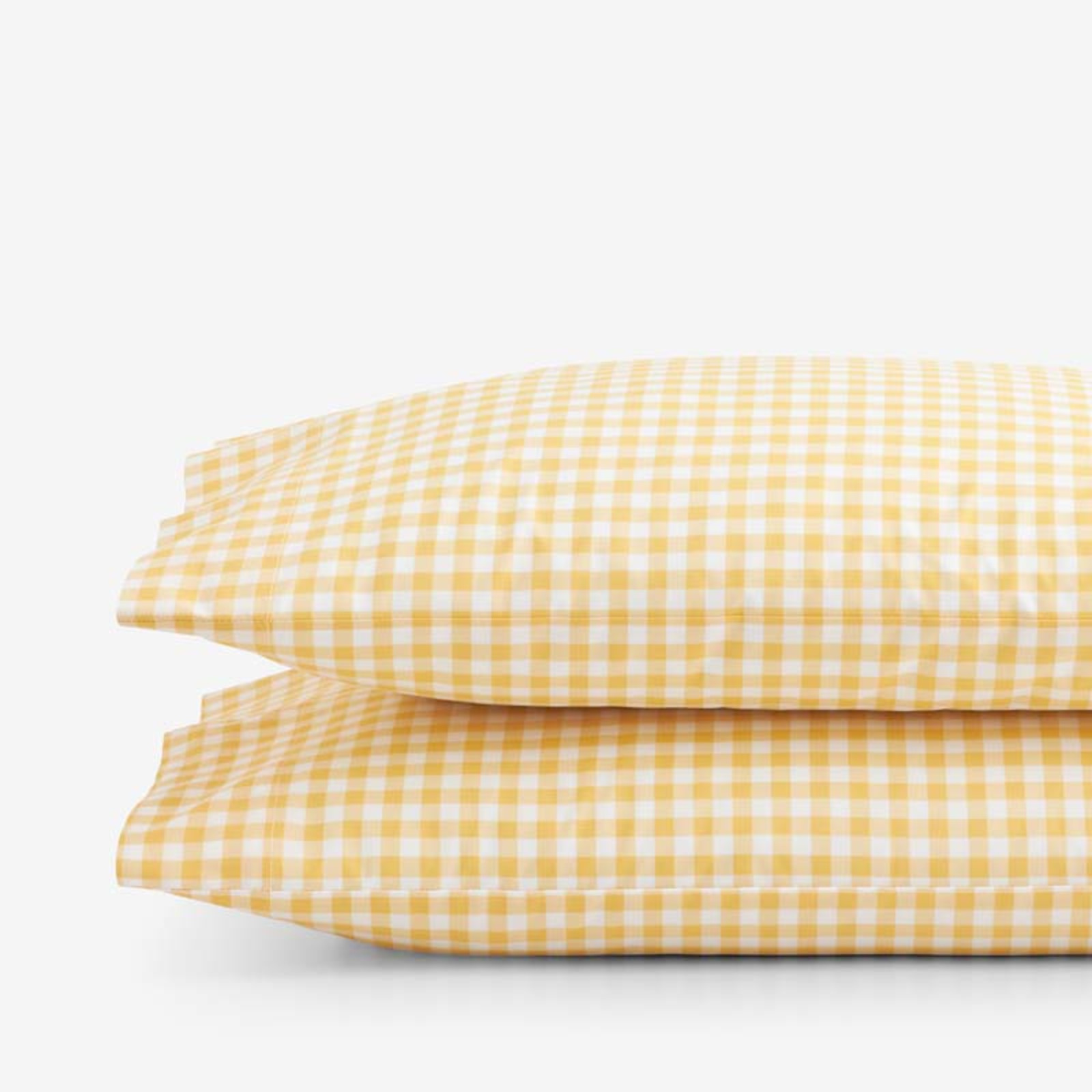 Gingham Classic Cool Organic Cotton Percale Pillowcase Set - Yellow, Standard | The Company Store