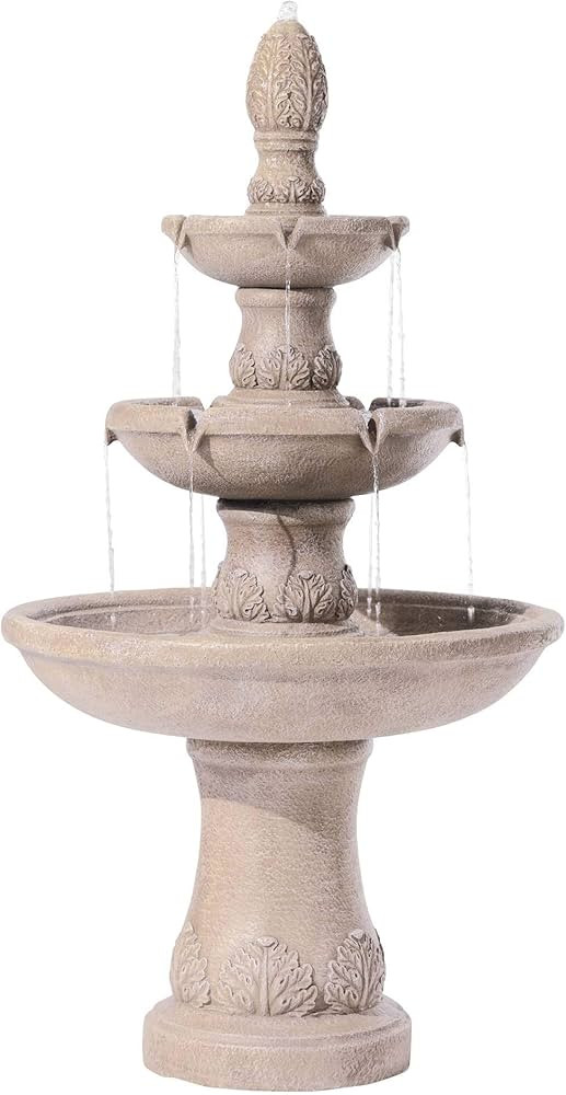 Domanico 57" High Large Italian Indoor Outdoor Decor Sand Stone Floor Fountain Waterfall 3-Tier S... | Amazon (US)