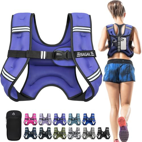 BAGAIL Weighted Vest, 5lb/8lb/10lb/12lb/15lb/20lb/25lb/30lb Weight Vest for Walking & Weight Loss, Reflective Rucking Vest with Phone Pouch for Women & Men, Home Gym & Outdoor Training | Amazon (US)