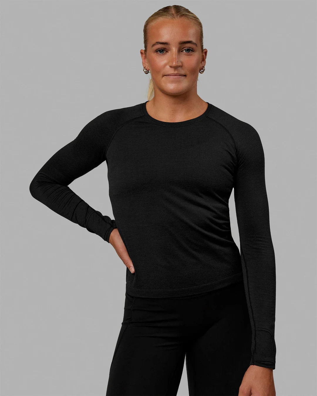 Womens AeroFLX+ Seamless Long Sleeve Tee - Black Marl | LSKD | LSKD