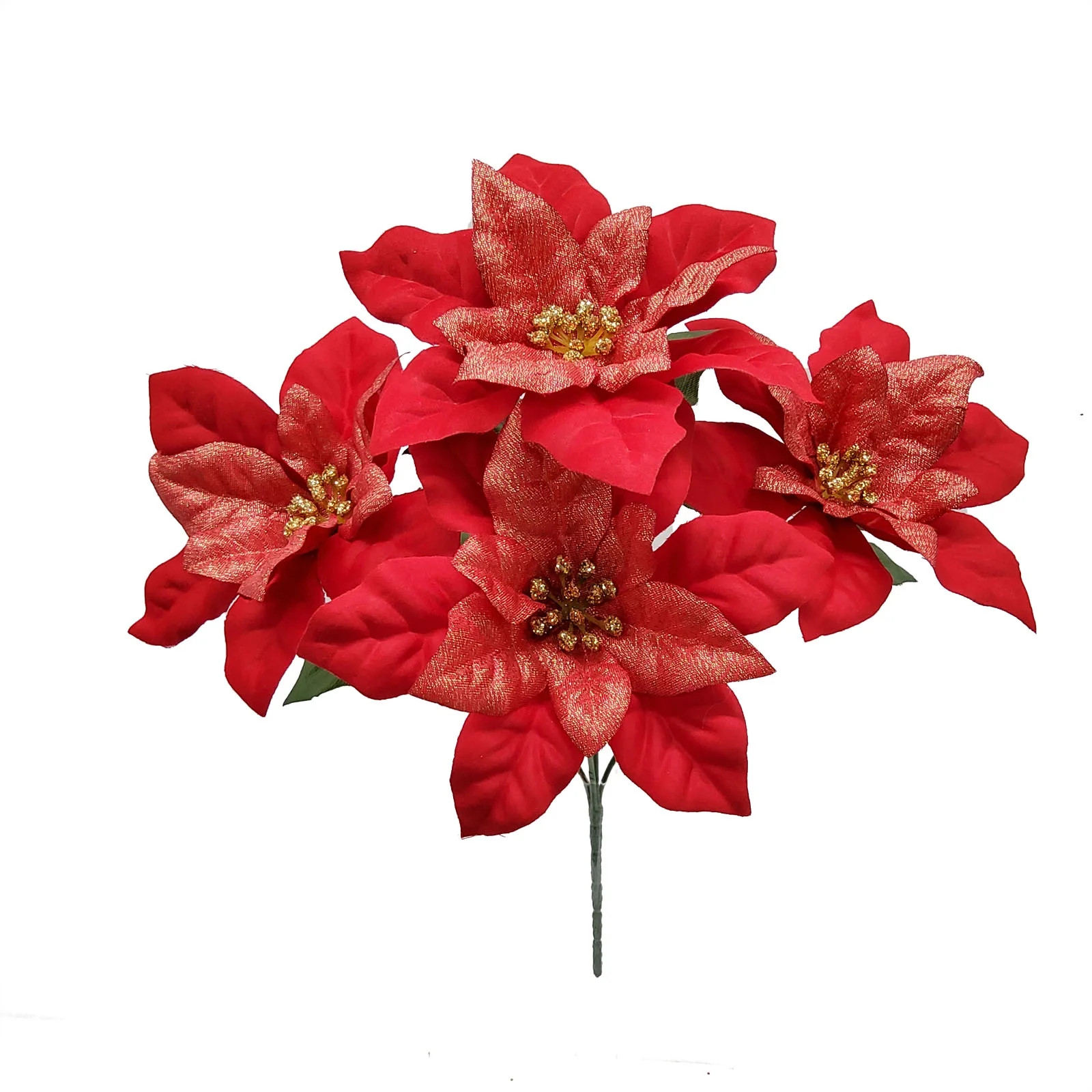 Mainstays 13 in Height Indoor Artificial Poinsettia Pick, Red Color, Polyester | Walmart (US)