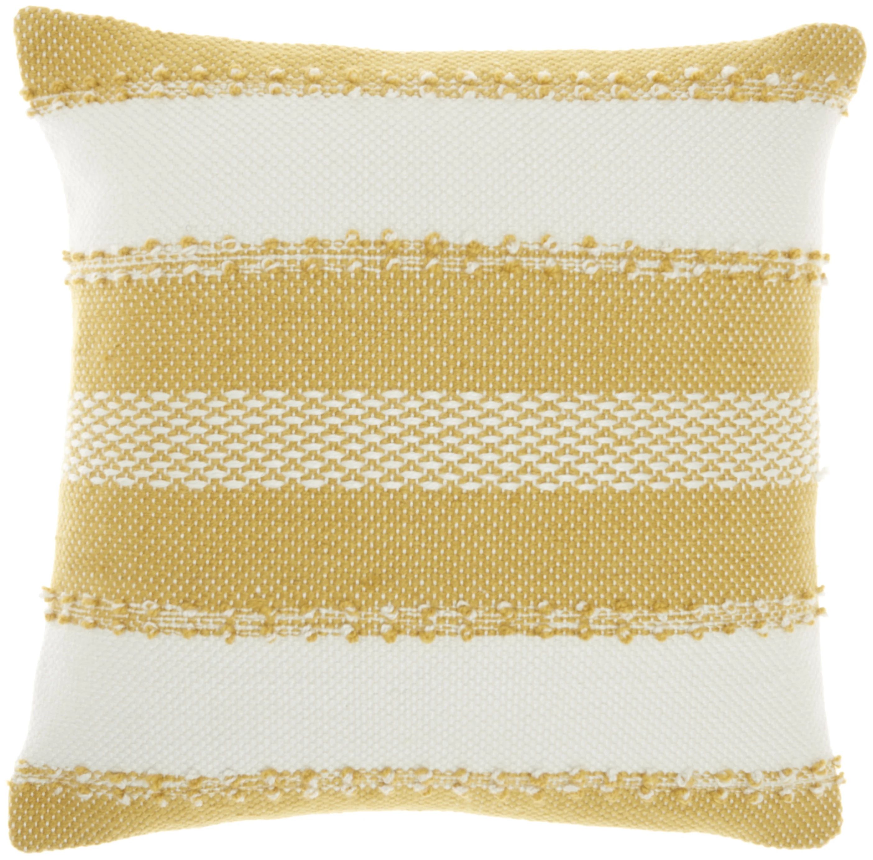 Nourison Outdoor Pillows Woven Stripes & Dots Yellow Decorative Throw Pillow , 18"X18" | Walmart (US)