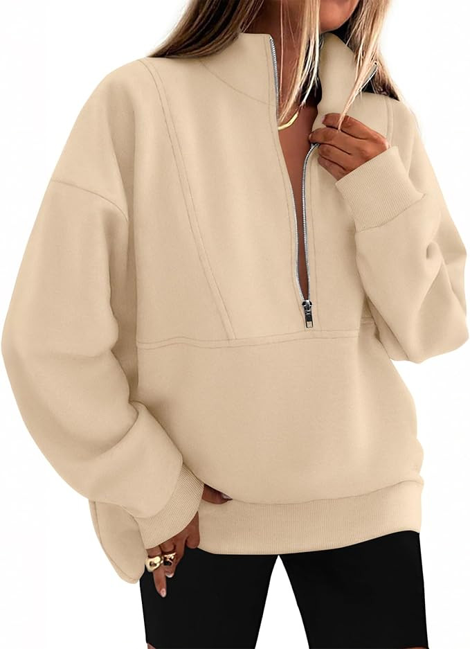 KIRUNDO Womens Half Zip Pullover Oversized Sweatshirt | Long Sleeve Quarter Zip Sweatshirts, Mock... | Amazon (US)