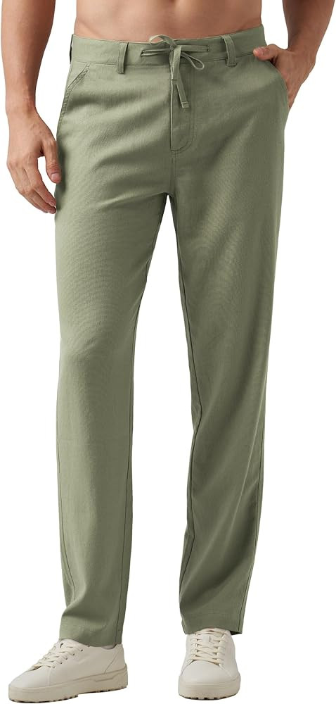 Willit Men's Linen Pants Casual Linen Dress Pants Drawstring Beach Summer Lightweight Trousers 29... | Amazon (US)