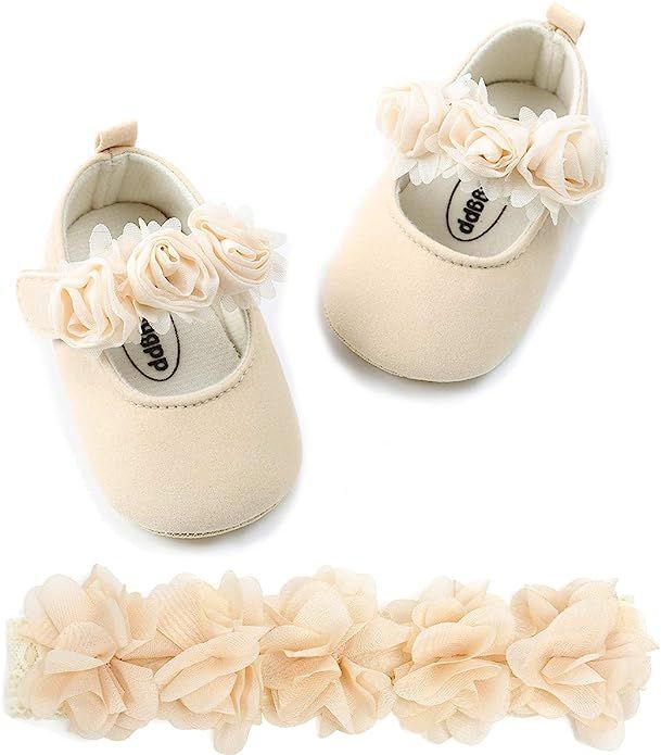 ENERCAKE Baby Girl Shoes Soft Sole Floral Newborn Infant Mary Jane Flats Baptism Dresses Shoes | Amazon (US)