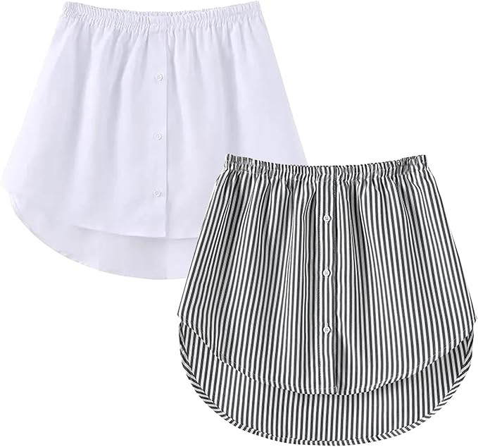 OBBUE Women's 2 Pcs Mini Adjustable Shirt Extender Removable Layering Half Length Underskirt with... | Amazon (US)