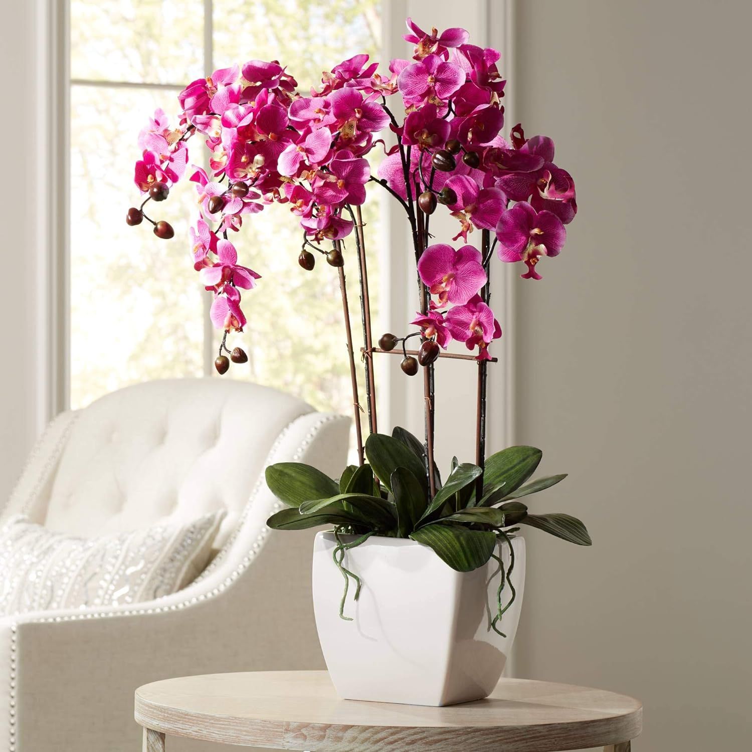 Dahlia Studios Potted Silk Faux Artificial Flowers Arrangements Realistic Purple Fuchsia Orchid i... | Amazon (US)