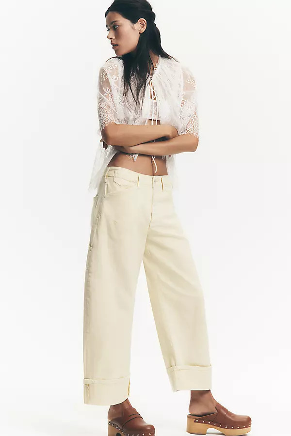 Kayden High-Rise Carpenter Cuffed Barrel Jeans by Pilcro | Anthropologie (US)