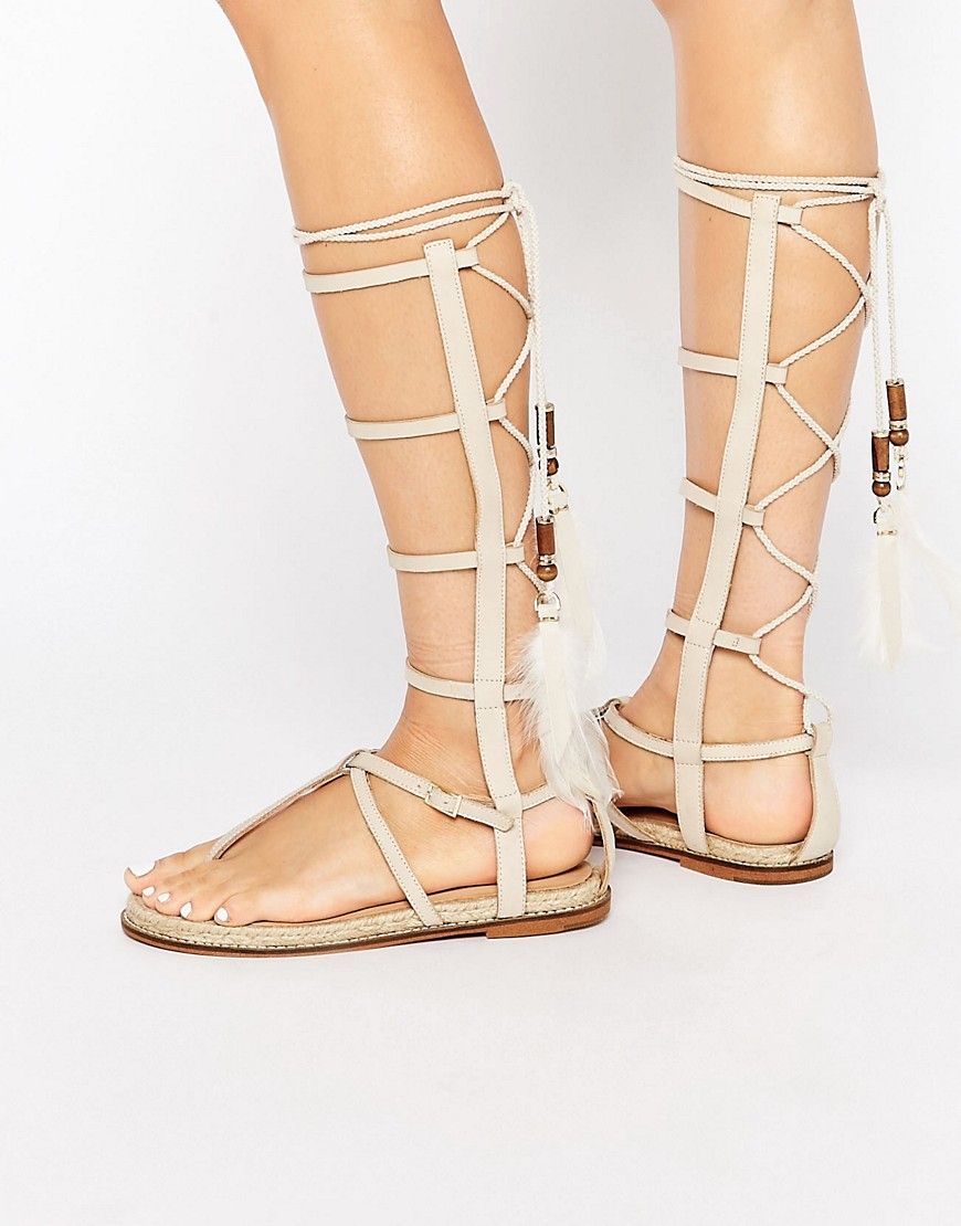 ALDO Capro White Caged Tie Up Gladiator Sandals - White | ASOS US