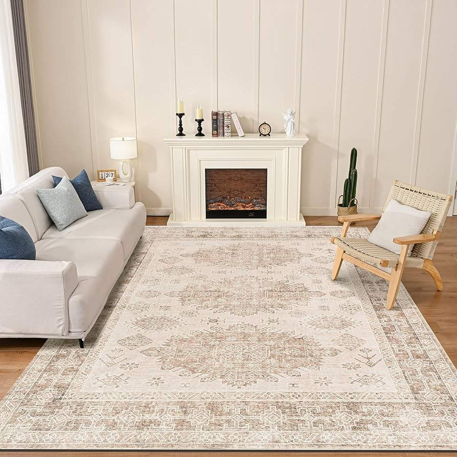 Area Rugs 5x7 for Living Room - Washable Large Vintage Bedroom Rugs with Non Slip Rubber Backing ... | Amazon (US)