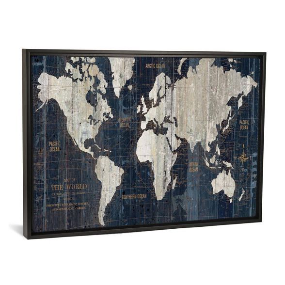 Old World Map by Wild Apple Portfolio Framed Canvas Print Black - iCanvas | Target