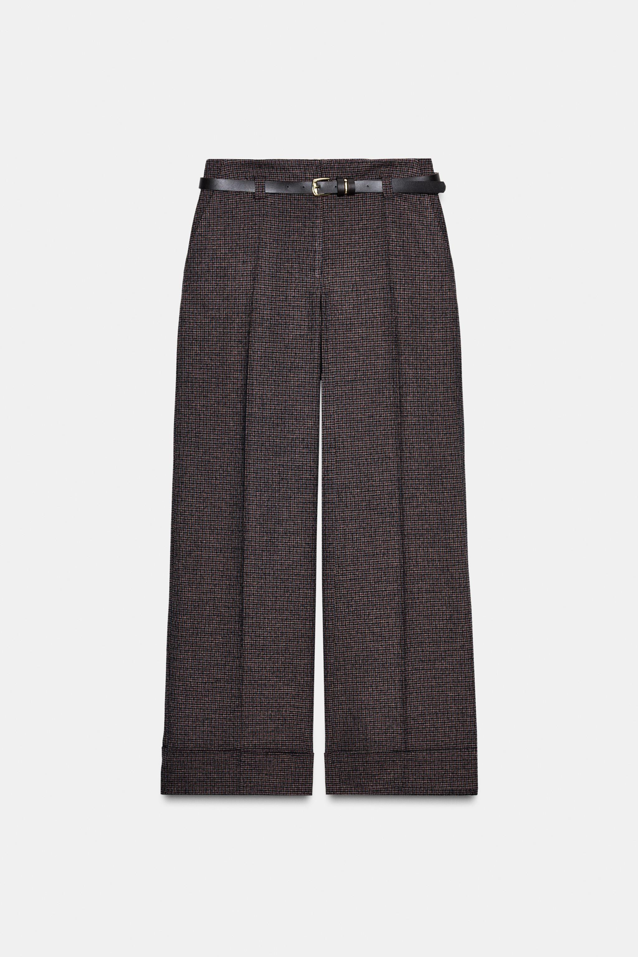 HOUNDSTOOTH BELTED PANTS | Zara US