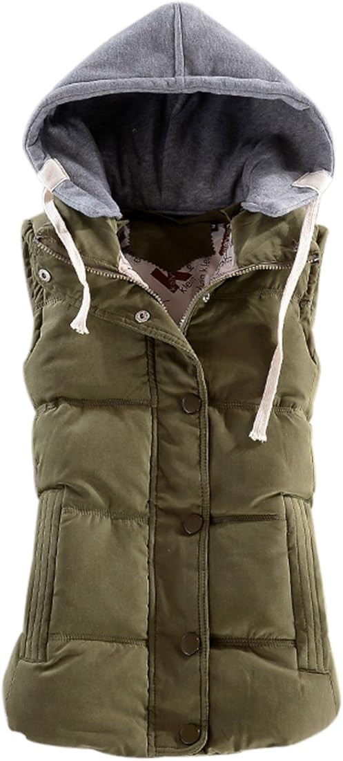 Women's Slim Sleeveless Quilted Removable Hooded Winter Puffer Vest Coat | Amazon (US)