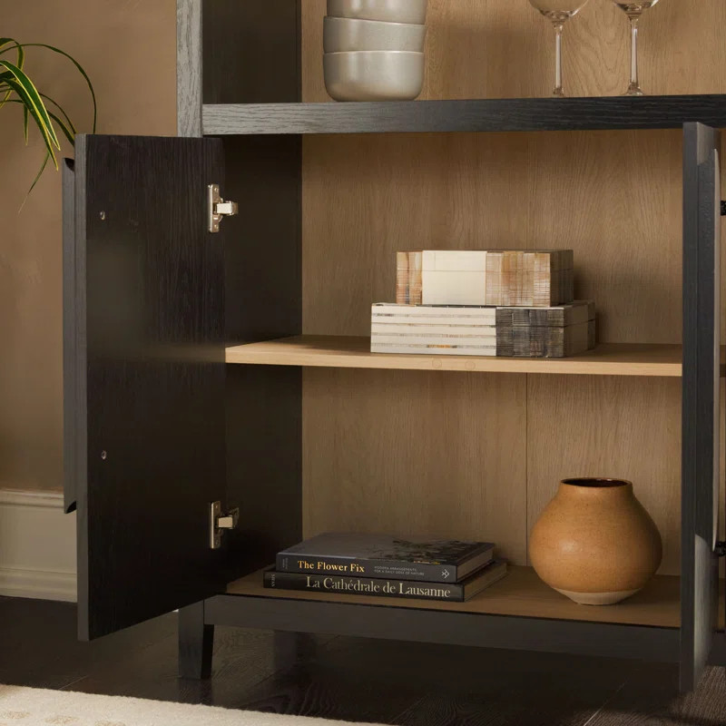 Sitarski Modern Arched Bookcase with Statement Cabinet | Wayfair North America