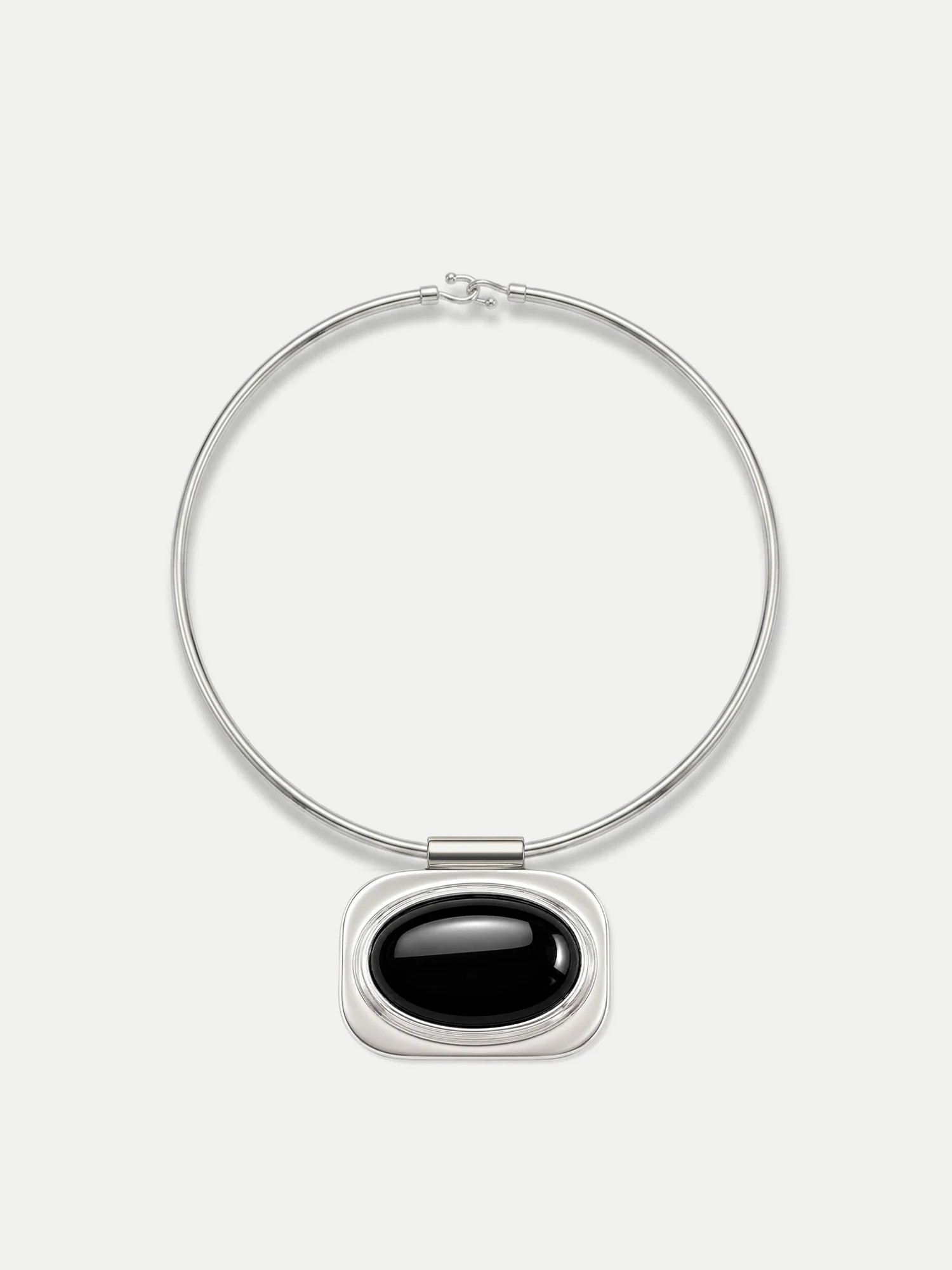 Onyx Cabochon Collar Necklace in Silver/Black | Veronica Beard | Veronica Beard