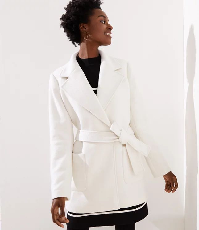 Twill Wrap Coat | LOFT | LOFT