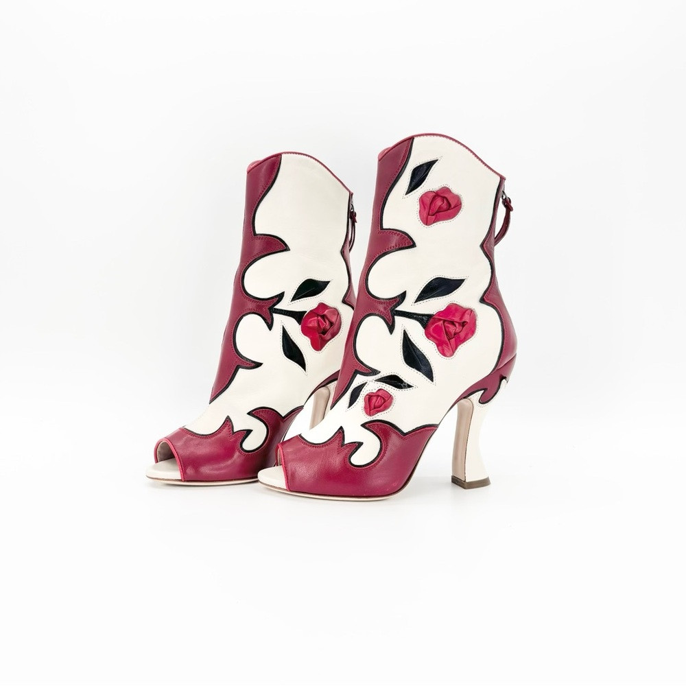 NIB Miu Miu SS2012 Runway Rose Peep Toe Western Booties 35 | Poshmark