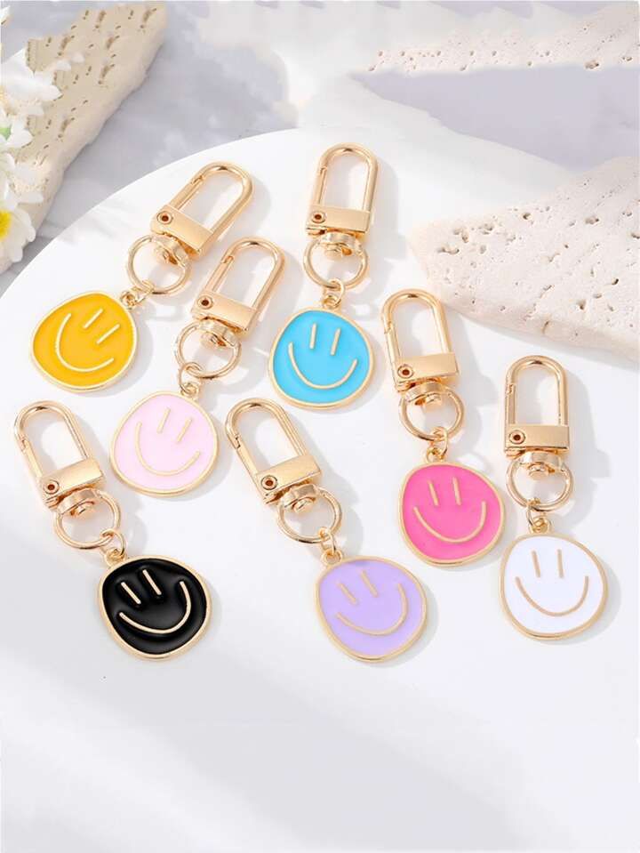 1set/7pcs Women's Adorable Colorful smile Face Keychains For back to school | SHEIN