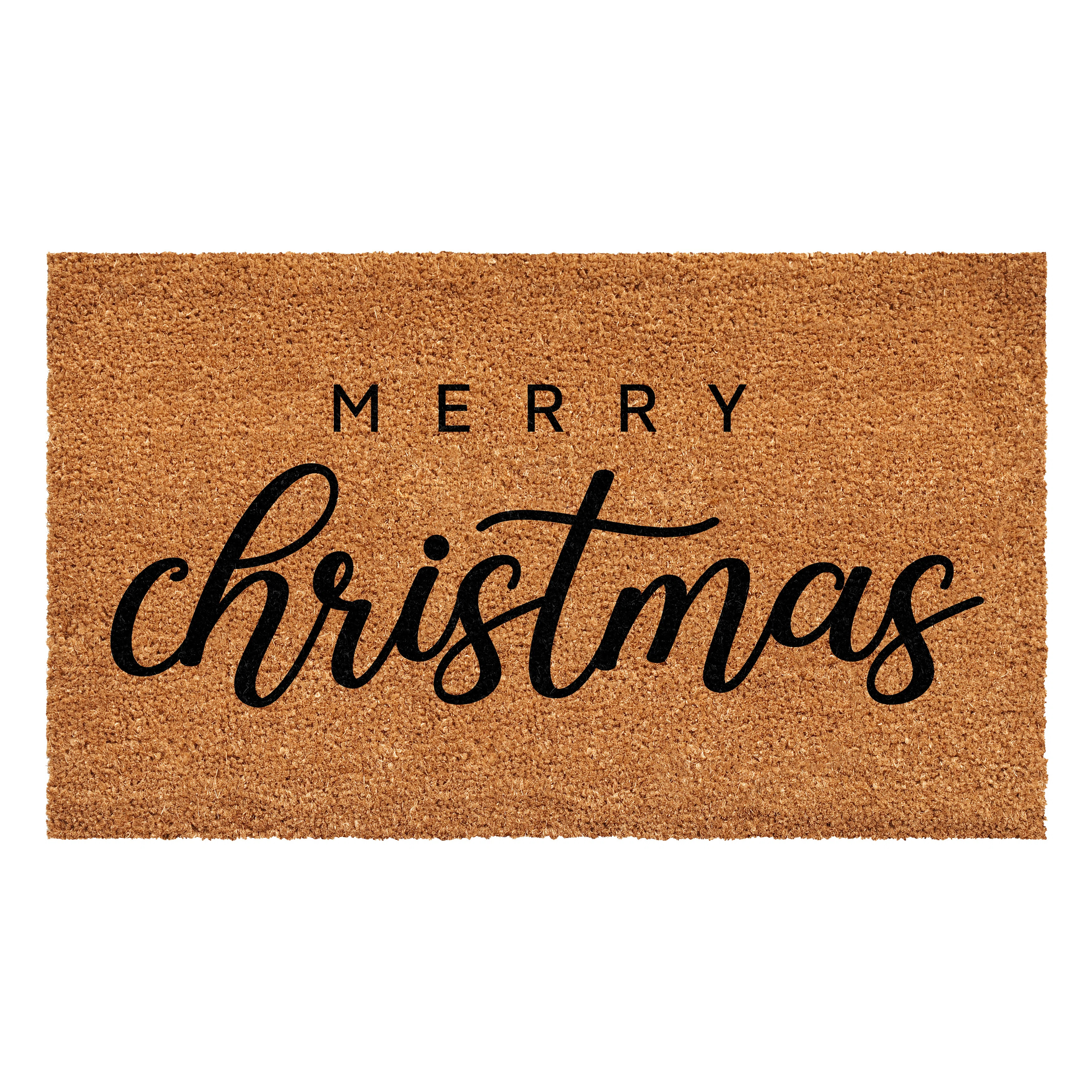 24" X 36" Brown And Black Merry Christmas Outdoor Coir Door Mat | Wayfair North America
