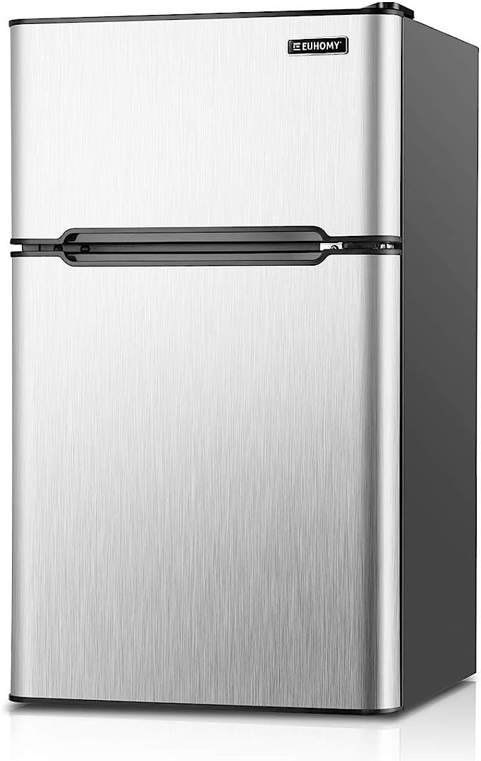 EUHOMY Mini Fridge with Freezer, 3.2 Cu.Ft Mini refrigerator fridge, 2 door For Bedroom/Dorm/Apar... | Amazon (US)