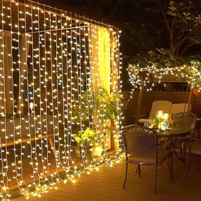 300 LED Remote Control Christmas Curtain Lights, Plug In Fairy Curtain Lights Outdoor, Window Wall Hanging Curtain String Lights For Bedroom Backdrop | Wayfair North America