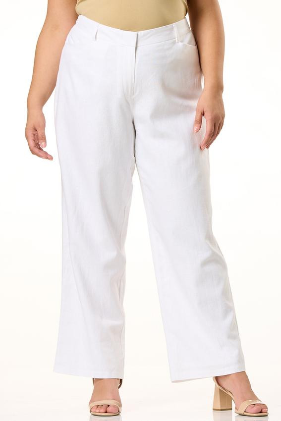 Plus Petite Solid Linen Trouser Pants | Cato Fashions