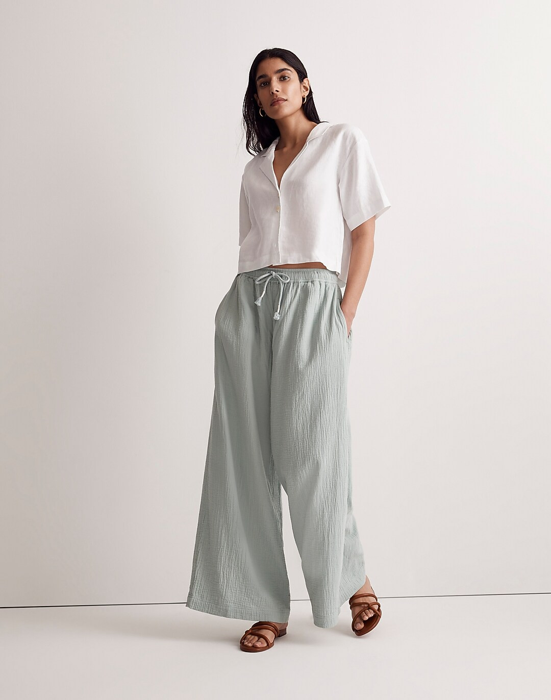 Double-Gauze Drawstring Wide-Leg Pants | Madewell