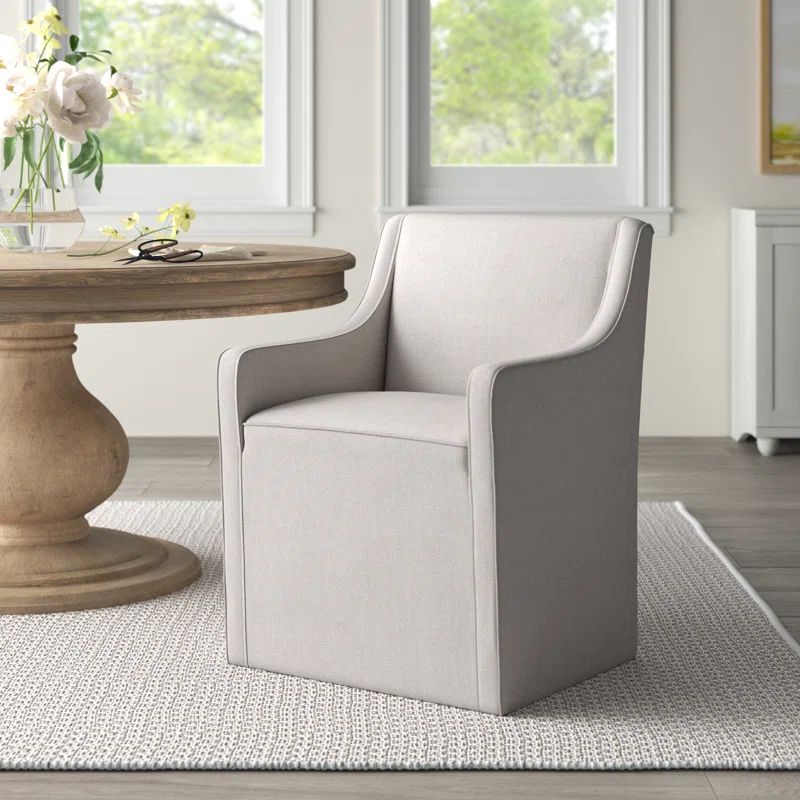 Shonna Slipcover Dining Arm Chair in Gray | Wayfair North America