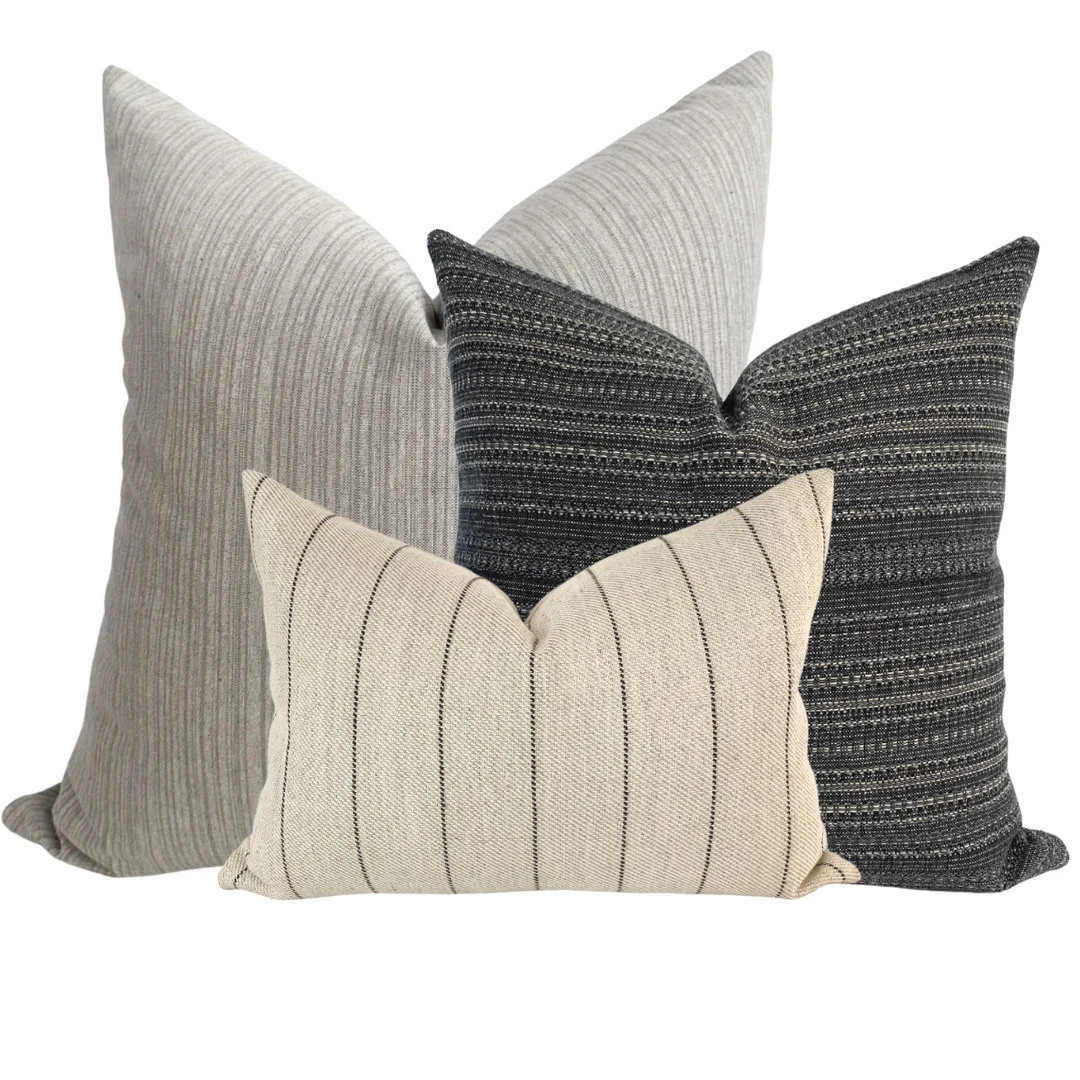 Tres Hermosa Set | Decorative Pillow Set, Boho Style Pillow Set, Designer Pillow Cover, Gray Pill... | Etsy (US)