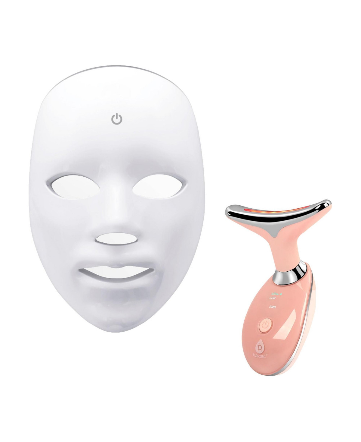 Pursonic Led Glow Set â 7-in-1 Led Light Therapy Face Mask + 7-in-1 Led Face & Neck Sculpting Wand - White | Macy's