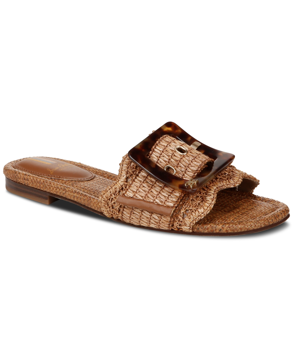 Sam Edelman Women's Bambi Raffia Buckle Slide Sandals - Cuoio | Macy's