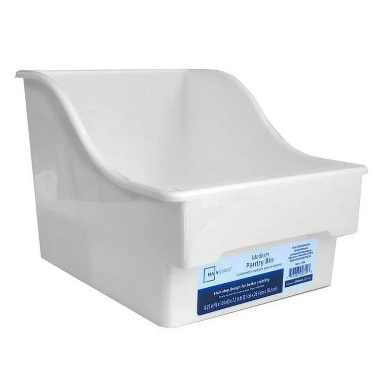 Mainstays White Plastic Pantry Basket, Medium 0.72 oz. (1 Piece) 10" x 8.25" x 7.20" | Walmart (US)