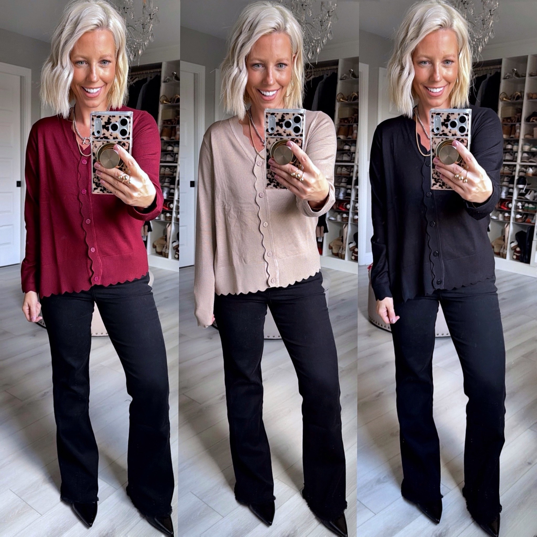 I love these new cardigans!!! The scalloped detail is the cutest!!! I love the soft knit material that is great quality!!!
⬇️⬇️⬇️
Cardigan size medium
Jeans size 4
Boots run small - sized up 1/2 size 

#LTKSaleAlert #LTKStyleTip #LTKFindsUnder50