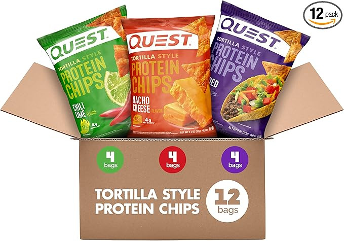 Quest Nutrition Tortilla Style Protein Chips Variety Pack, Chili Lime, Nacho Cheese, Loaded Taco,... | Amazon (US)