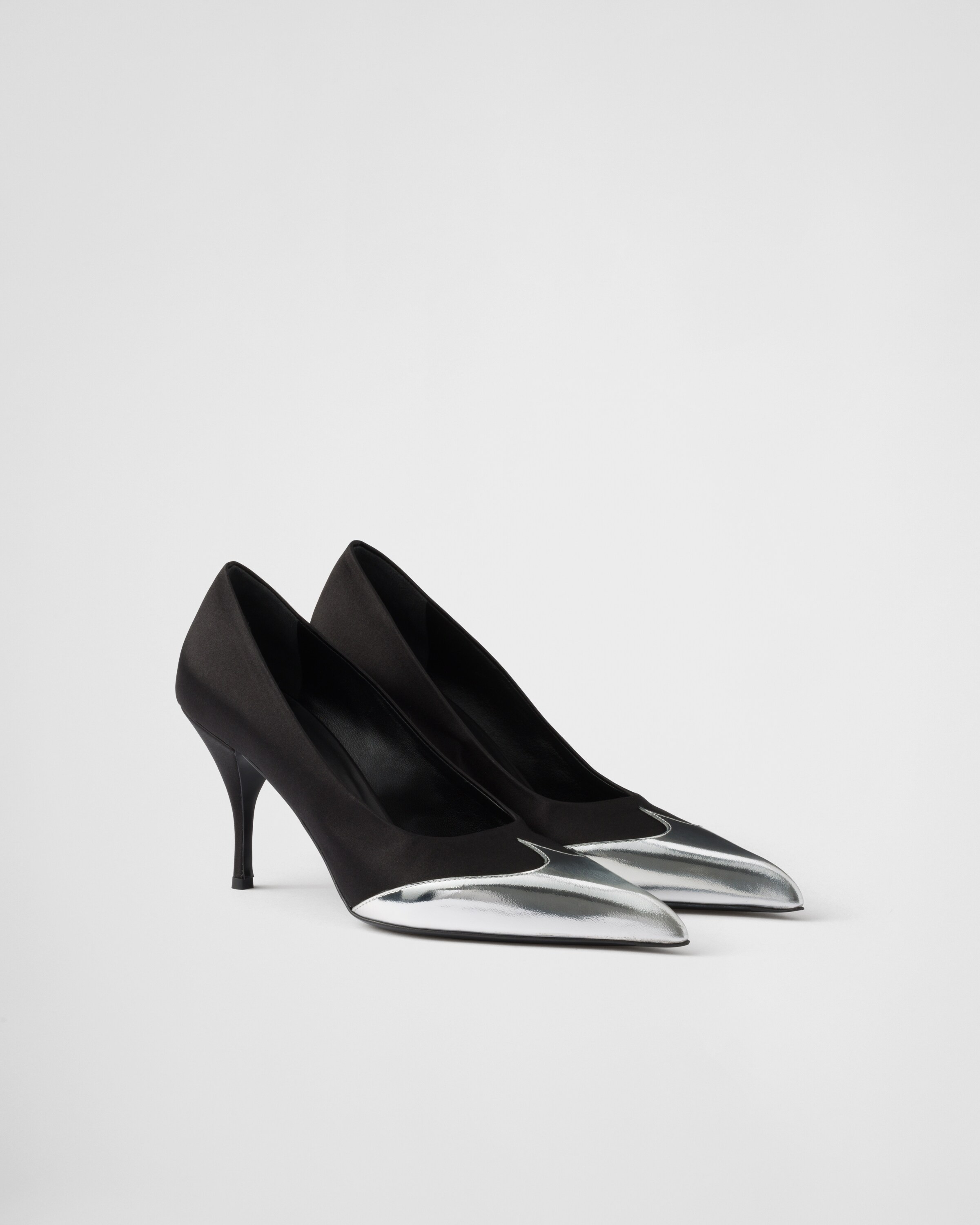 Satin and metallic leather pumps | Prada US