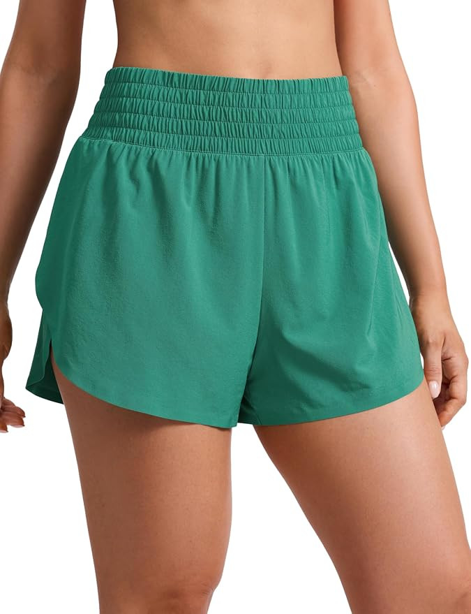 CRZ YOGA Split Dolphin Running Shorts for Women 2.5" - Curved Back High Waisted Quick Dry for Ath... | Amazon (US)