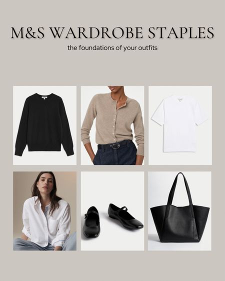 Must-have wardrobe staples from M&S. The perfect everyday, comfortable and casual staples for your workwear wardrobe. 

Cashmere, jumper, perfect white t shirt, ballet pumps, Mary Jane’s, tote bag 

#wardrobestaples #capsulewardrobe #workwearessentials 



#LTKeurope #LTKstyletip #LTKfindsunder100