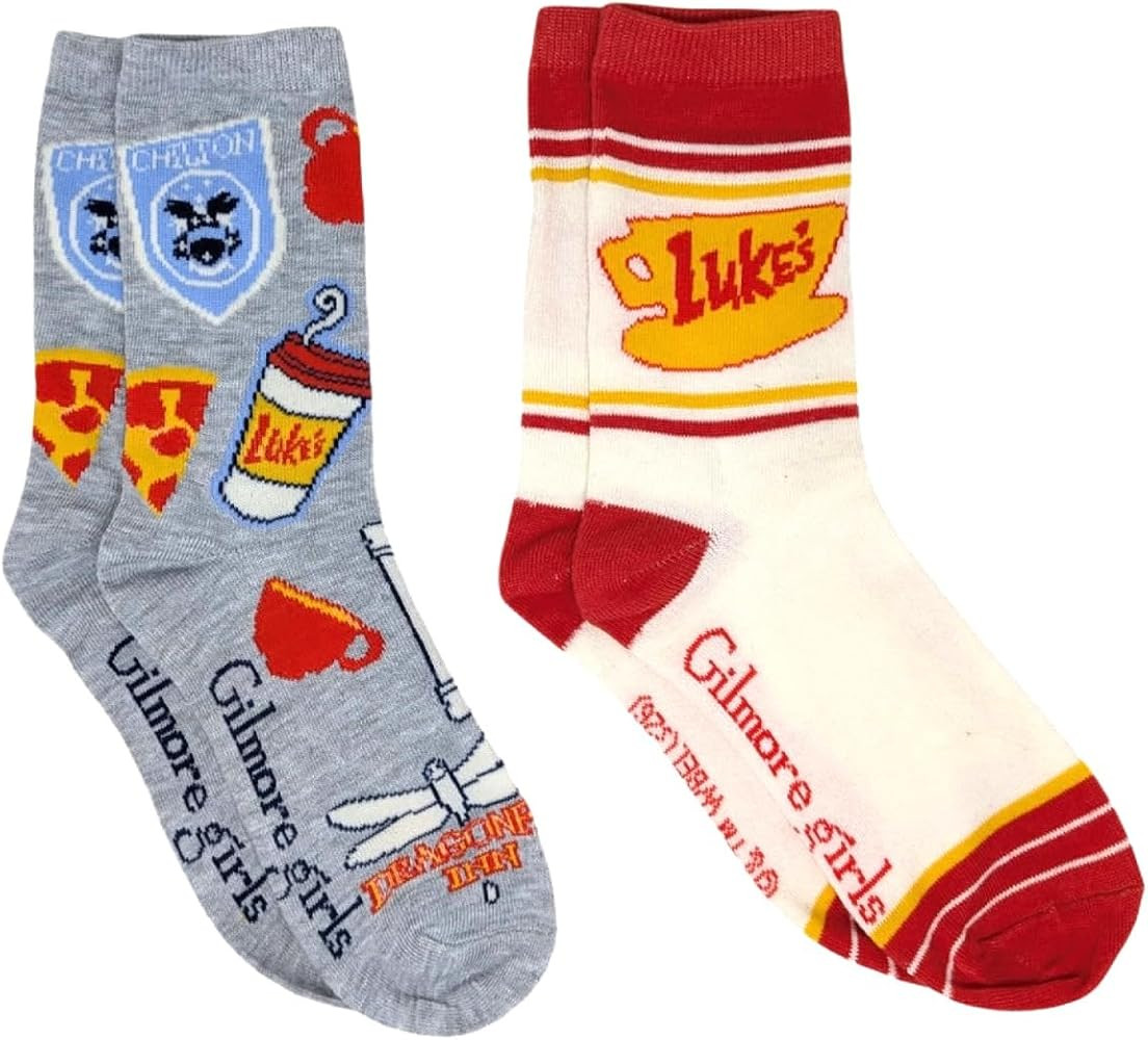 Hyp The Gilmore Girls Television Show Luke's Diner Logos Juniors/Womens 2 Pack Crew Socks | Amazon (US)
