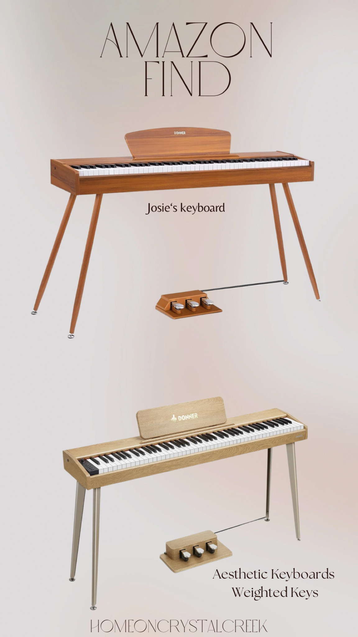 These Donner keyboards offer the full piano effect without the tremendous price tags & works perfectly for small spaces! Not to mention, they are beautiful 🤩 

Select the coupon for $132 OFF at checkout 😉 

Shop the link below 👇🏻 

#amazonfind

#LTKFamily #LTKHome #LTKSaleAlert