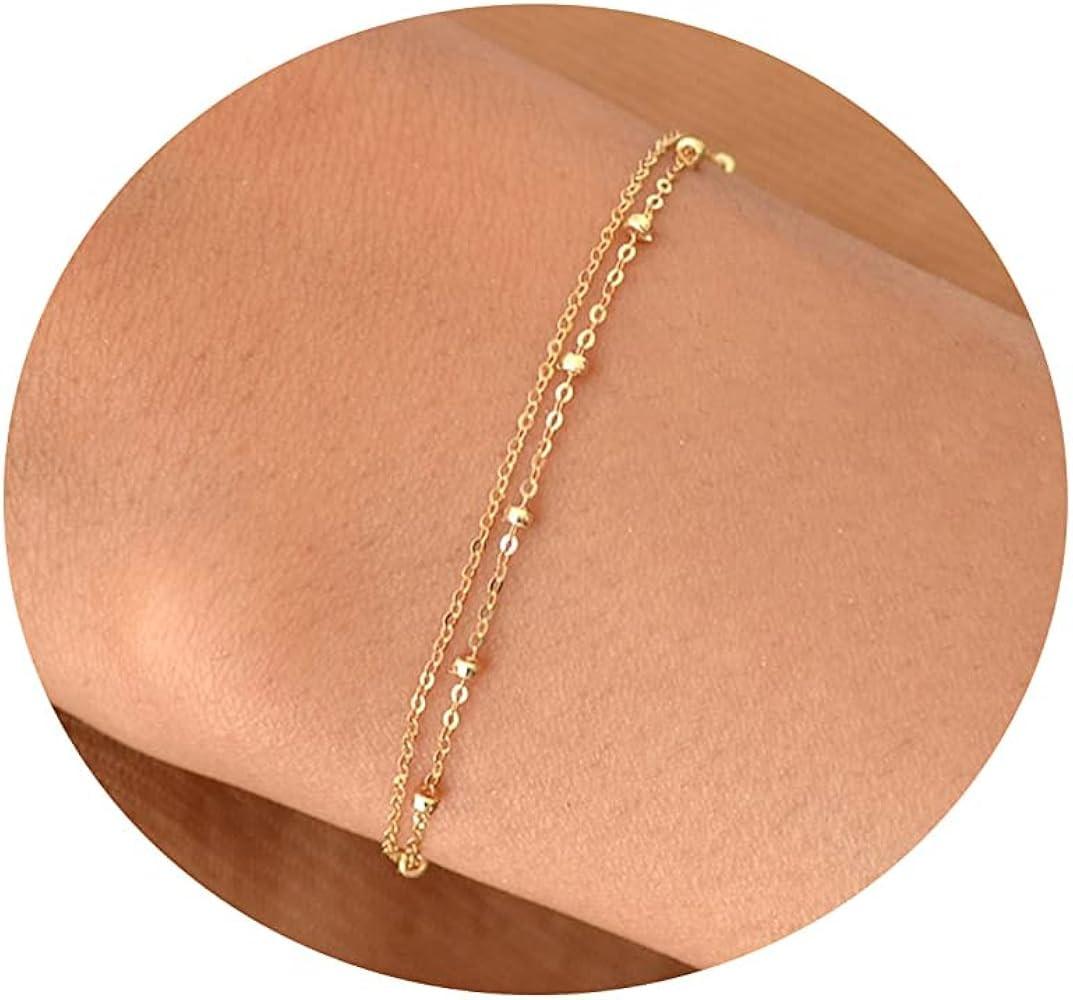 Kyerlyn 14K Gold Plated Handmade Dainty Dot Bracelet Cute Thin Everyday Bracelets for Women Men S... | Amazon (US)