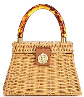 x Amanda Jones Vaughan Birdie Wicker Tortoise Top Handle Satchel Bag | Dillard's