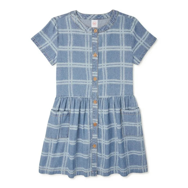 Wonder Nation Girls Windowpane Dress, Sizes 4-18 & Plus - Walmart.com | Walmart (US)