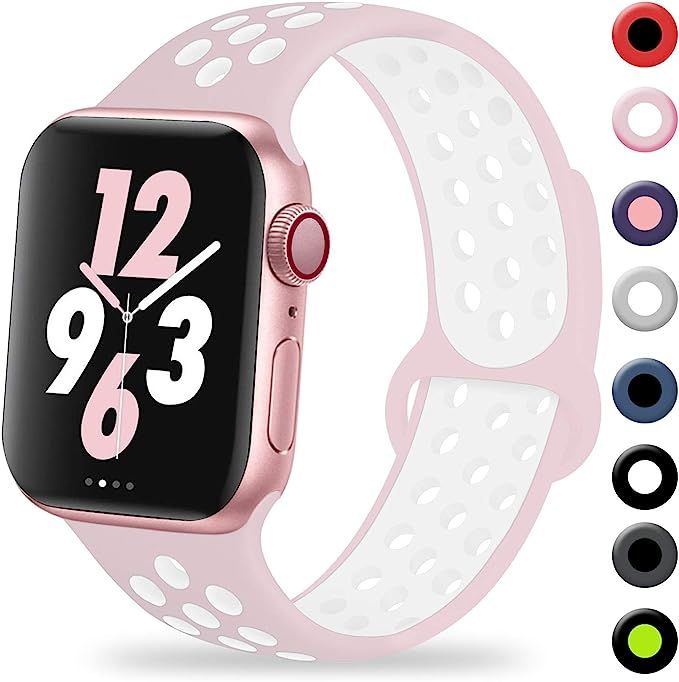 TIMTU Compatible with Apple Watch Band 38mm 42mm 40mm 44mm, Soft Silicone Wristband for Apple Wat... | Amazon (US)