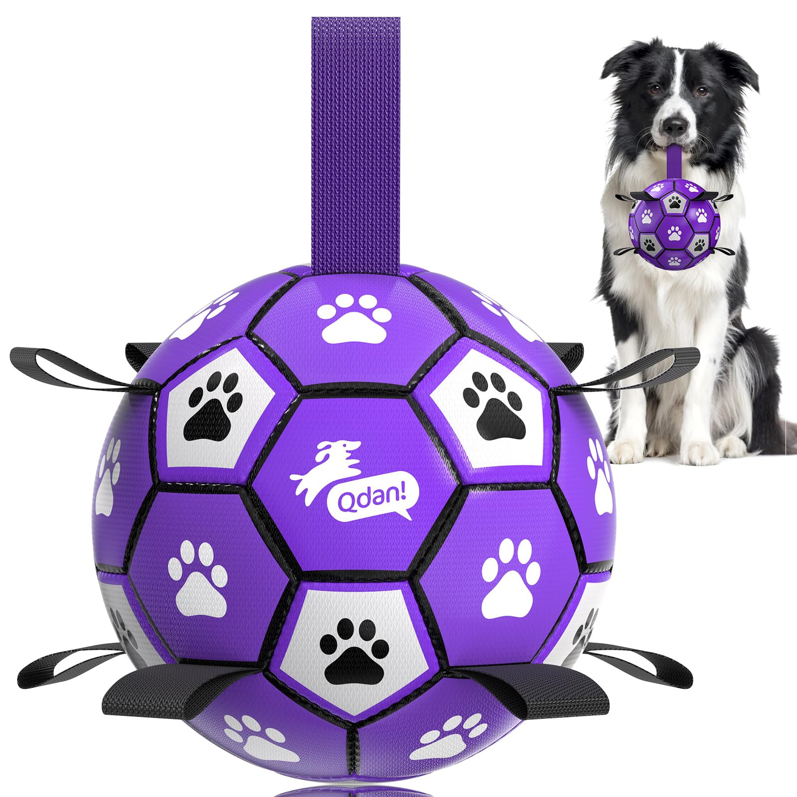 QDAN Dog Toys Soccer Ball with Straps - Dog Water Toy, Puppy Birthday Gifts, Durable Dog Balls for Small Medium Dogs （6 Inch） | Amazon (US)