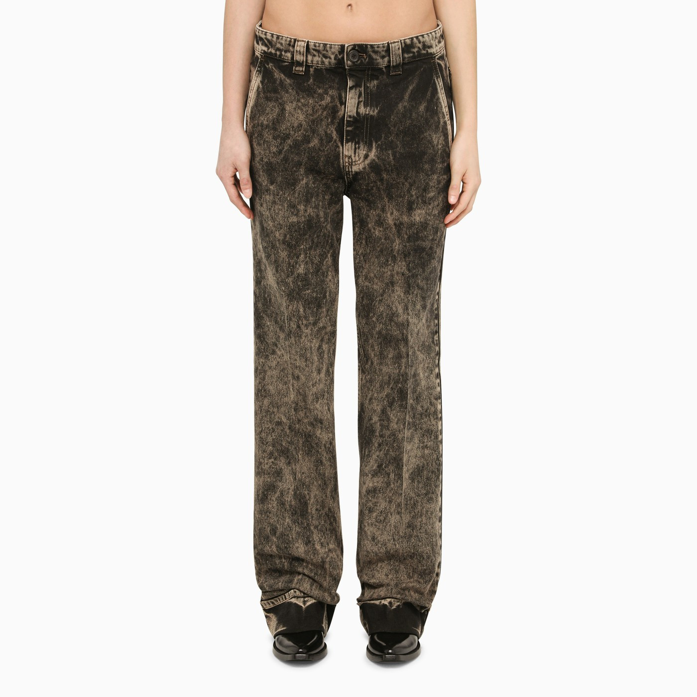 Pantalone nero in denim marmorizzato | The Double F