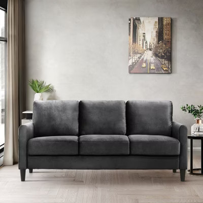 Home Design Airell Velvet Arm Sofa, Dark Gray | Target