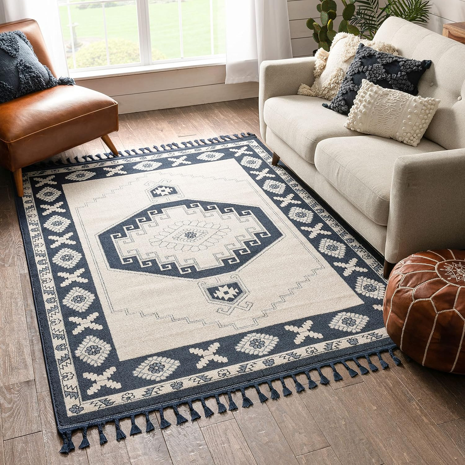 Well Woven Kendre Dark Blue Tribal Medallion Area Rug (5'3" x 7'3") | Amazon (US)