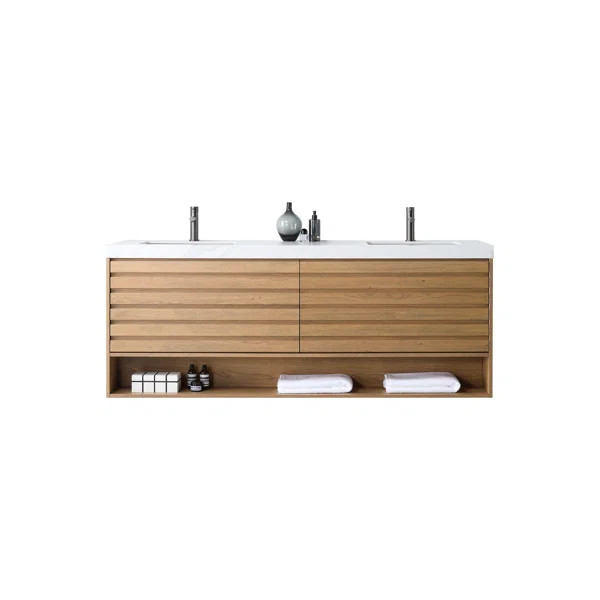 MATERA 72.05'' Double Bathroom Vanity with White Quartz Top | Wayfair North America